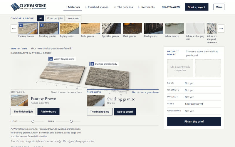 Custom Stone Products, The Material Studio on a desktop