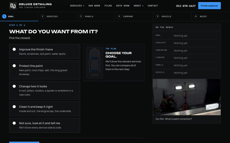 Deluxe Detailing, The Finish Explorer on a desktop