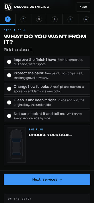 Deluxe Detailing, The Finish Explorer on a phone