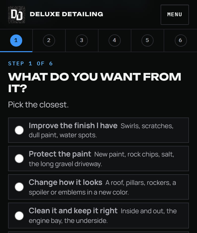 Deluxe Detailing, The Finish Explorer on a phone