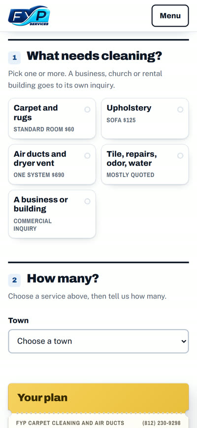FYP Carpet Cleaning and Air Ducts, The Visit Planner on a phone