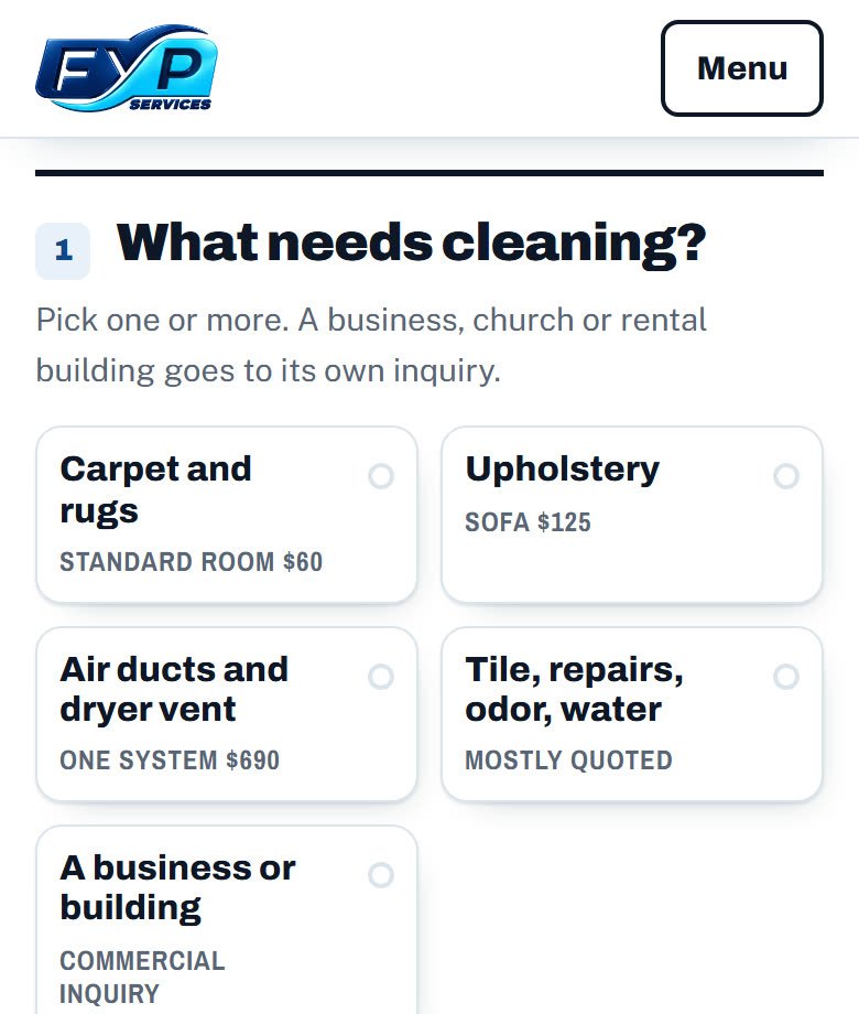 FYP Carpet Cleaning and Air Ducts, The Visit Planner on a phone