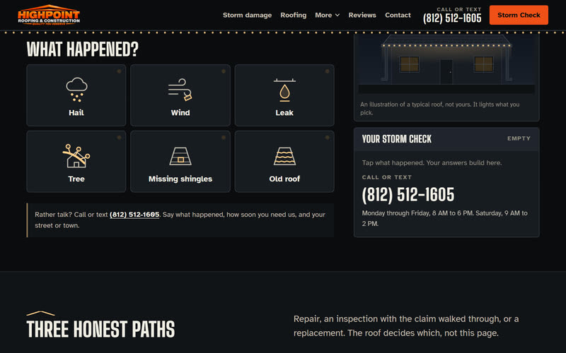 Highpoint Roofing & Construction, The Storm Check on a desktop