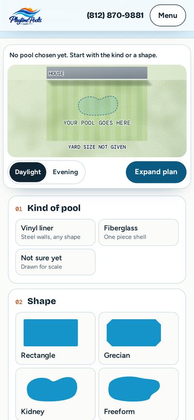 Playtime Pools, The Backyard Planner on a phone